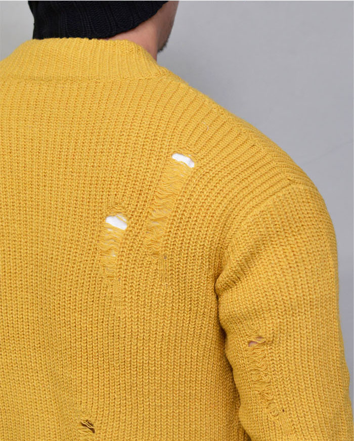 Outerwear Cardigans Damaged Mustard Sweater JacketCardigan 210